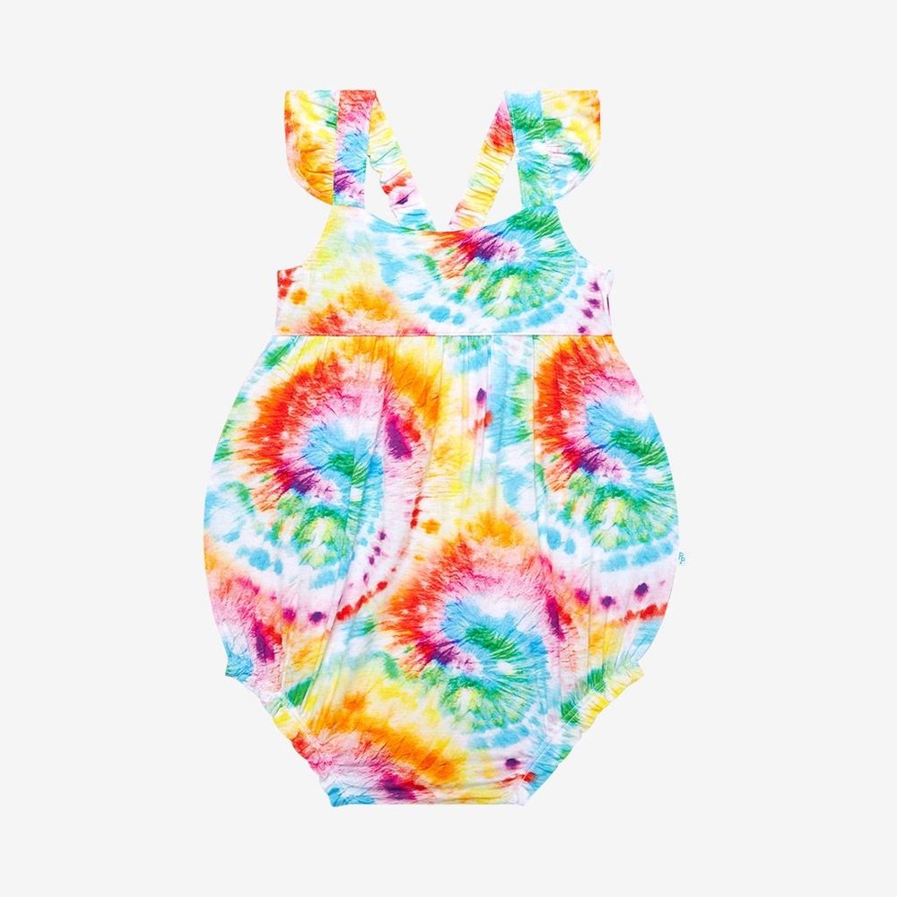 Posh Peanut Totally Tie-Dye Ruffled Cap Sleeve Bubble Romper